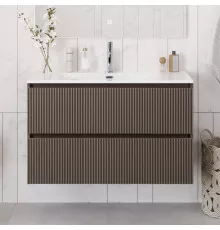 Тумба с раковиной подвесная 100 см, BelBagno UNO-1000-2C-SO-CO Бежевый матовый, раковина белая BB-8099-100