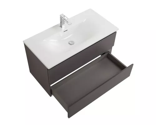 Тумба с раковиной подвесная BelBagno KRAFT-800-2C-SO-GSO, 80см, Темно-Серый Матовый, раковина белая BB-8099-80