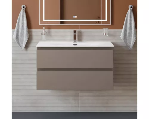 Тумба с раковиной подвесная BelBagno KRAFT-800-2C-SO-CO, 80 см, Бежевый Матовый, раковина белая BB-8099-80