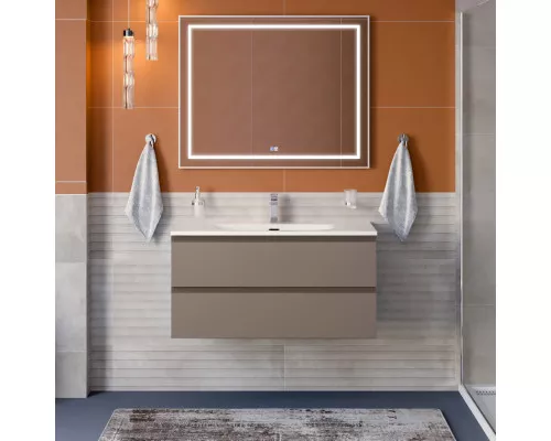 Тумба с раковиной подвесная BelBagno KRAFT-900-2C-SO-CO, 90 см, Бежевый Матовый, раковина белая BB-8099-90