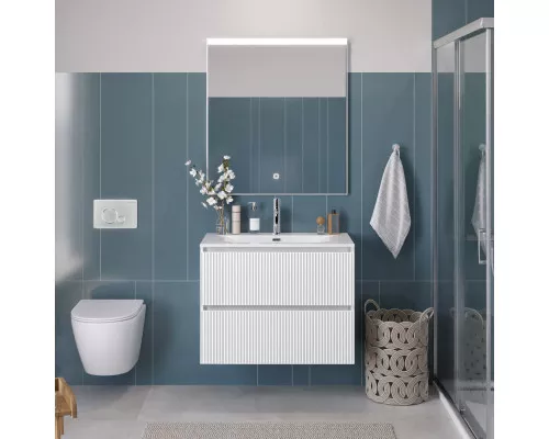 Тумба с раковиной подвесная 80 см, BelBagno UNO-800-2C-SO-BO Bianco Opaco, раковина белая BB-8099-80