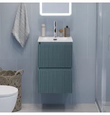 Тумба с раковиной подвесная 40 см, BelBagno UNO-MINI-400-2C-SO-AO Голубой матовый, раковина белая BB-8099-3-40