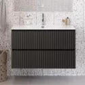 Тумба с раковиной подвесная 100 см, BelBagno UNO-MINI-1000-2C-SO-GSO Темно-Серый матовый, раковина белая BB-8099-3-100 Тумба с раковиной подвесная 100 см, BelBagno UNO-MINI-1000-2C-SO-GSO Темно-Серый матовый, раковина белая BB-8099-3-100