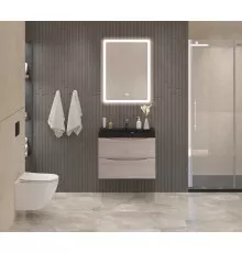 Тумба с раковиной BelBagno MARINO-600 Rovere Grigio, раковина черная  BB600/450-LV-ART-AST-NERO