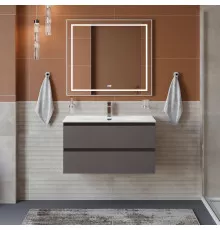 Тумба с раковиной подвесная BelBagno KRAFT-800-2C-SO-GSO, 80см, Темно-Серый Матовый, раковина белая BB-8099-80