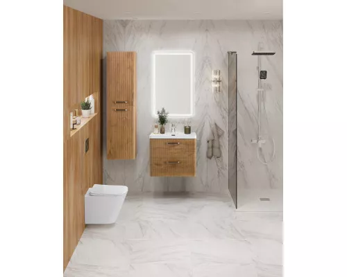Подвесная тумба с раковиной Belbagno DUE 60 см Rovere Nature DUE-600-2C-SO-RN-P + BB-8076-3-60