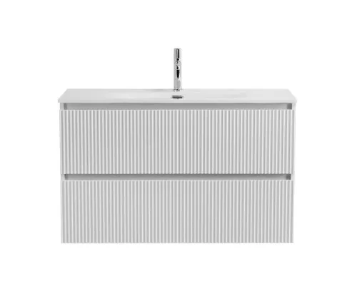 Тумба с раковиной подвесная 100 см, BelBagno UNO-1000-2C-SO-BO Bianco Opaco, раковина белая BB-8099-100