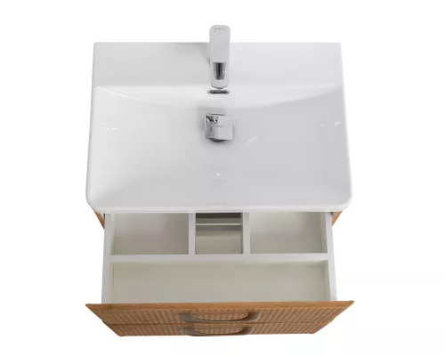 Подвесная тумба с раковиной Belbagno DUE 60 см Rovere Nature DUE-600-2C-SO-RN-P + BB-8076-3-60