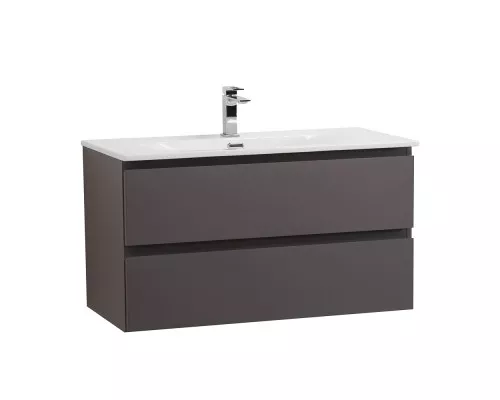 Тумба с раковиной подвесная BelBagno KRAFT-1000-2C-SO-GSO, 100см, Темно-Серый Матовый, раковина белая BB-8099-100