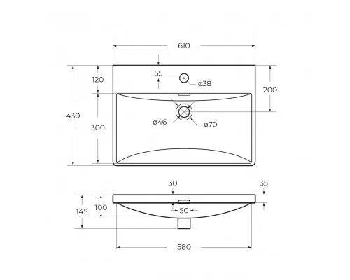 Подвесная тумба с раковиной Belbagno DUE 60 см Rovere Nature DUE-600-2C-SO-RN-P + BB-8076-3-60