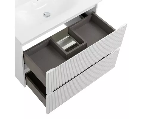 Тумба с раковиной подвесная 80 см, BelBagno UNO-800-2C-SO-BO Bianco Opaco, раковина белая BB-8099-80