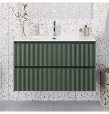 Тумба с раковиной подвесная 100 см, BelBagno UNO-MINI-1000-2C-SO-VO Еловый матовый, раковина белая BB-8099-3-100