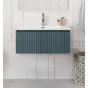 Тумба с раковиной подвесная 80 см, BelBagno UNO-800-1C-SO-AO Голубой матовый, раковина белая BB-8099-80