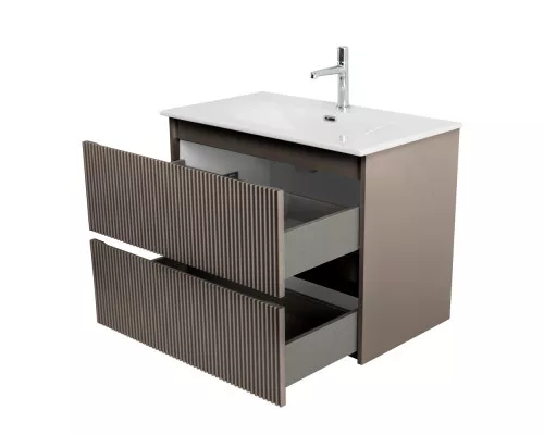 Тумба с раковиной подвесная 90 см, BelBagno UNO-900-2C-SO-CO Бежевый матовый, раковина белая BB-8099-90