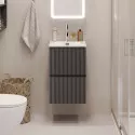 Тумба с раковиной подвесная 40 см, BelBagno UNO-MINI-400-2C-SO-GSO Темно-Серый матовый, раковина белая BB-8099-3-40 Тумба с раковиной подвесная 40 см, BelBagno UNO-MINI-400-2C-SO-GSO Темно-Серый матовый, раковина белая BB-8099-3-40