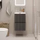 Тумба с раковиной подвесная 40 см, BelBagno UNO-MINI-400-2C-SO-GSO Темно-Серый матовый, раковина белая BB-8099-3-40