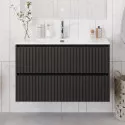 Тумба с раковиной подвесная 120 см, BelBagno UNO-1200-2C-SO-GSO Темно-Серый матовый, раковина белая BB-8099-120