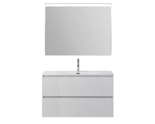 Тумба с раковиной подвесная 100 см, BelBagno UNO-1000-2C-SO-BO Bianco Opaco, раковина белая BB-8099-100