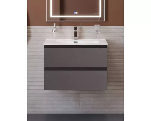 Тумба с раковиной подвесная BelBagno KRAFT-600-2C-SO-GSO, 60 см, Темно-Серый Матовый, раковина белая BB600ETL