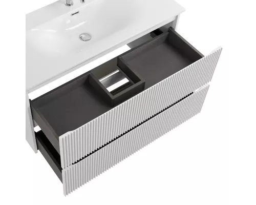 Тумба с раковиной подвесная 100 см, BelBagno UNO-1000-2C-SO-BO Bianco Opaco, раковина белая BB-8099-100