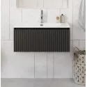 Тумба с раковиной подвесная 80 см, BelBagno UNO-800-1C-SO-GSO Темно-Серый матовый, раковина белая BB-8099-80