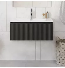 Тумба с раковиной подвесная 80 см, BelBagno UNO-800-1C-SO-GSO Темно-Серый матовый, раковина белая BB-8099-80