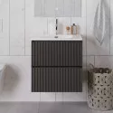 Тумба с раковиной подвесная 60 см, BelBagno UNO-600-2C-SO-GSO Темно-Серый матовый, раковина белая BB-8099-60
