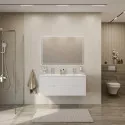 Мебель для ванной подвесная с двойной раковиной CEZARES DUET-N-1200-2C-SO-2-BL Bianco Lucido эмаль