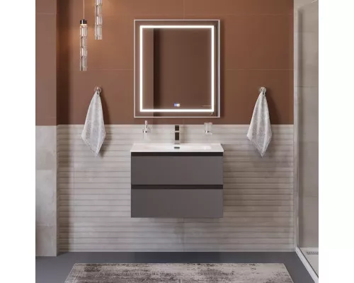 Тумба с раковиной подвесная BelBagno KRAFT-700-2C-SO-GSO, 70 см, Темно-Серый Матовый, раковина белая BB700ETL