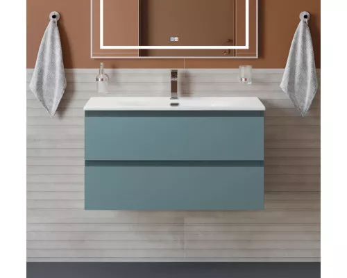 Тумба с раковиной подвесная BelBagno KRAFT-800-2C-SO-AO, 80 см, Голубой Матовый, раковина белая BB-8099-80