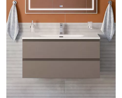 Тумба с раковиной подвесная BelBagno KRAFT-1000-2C-SO-CO, 100 см, Бежевый Матовый, раковина белая BB-8099-100