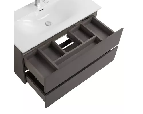 Тумба с раковиной подвесная BelBagno KRAFT-1000-2C-SO-GSO, 100см, Темно-Серый Матовый, раковина белая BB-8099-100