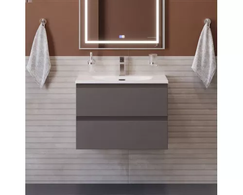 Тумба с раковиной подвесная BelBagno KRAFT-600-2C-SO-GSO, 60см, Темно-Серый Матовый, раковина белая BB-8099-60