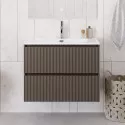 Тумба с раковиной подвесная 90 см, BelBagno UNO-900-2C-SO-CO Бежевый матовый, раковина белая BB-8099-90