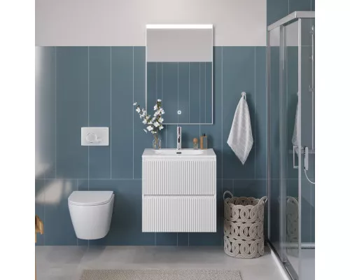 Тумба с раковиной подвесная 70 см, BelBagno UNO-700-2C-SO-BO Bianco Opaco, раковина белая BB-8099-70