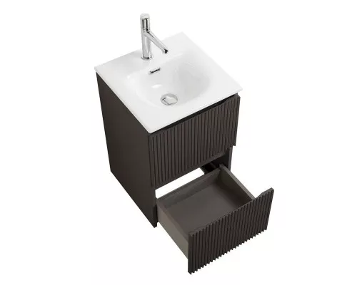 Тумба с раковиной подвесная 40 см, BelBagno UNO-MINI-400-2C-SO-GSO Темно-Серый матовый, раковина белая BB-8099-3-40