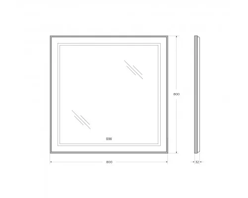 Зеркало в раме с подсветкой сенсорным выкл. и подогревом BelBagno SPC-KRAFT-800-800-LED-TCH-WARM-NERO