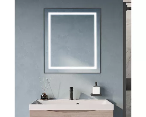 Зеркало в алюминиевой раме со встроенным светильником BelBagno SPC-KRAFT-700-800-SENS-NERO