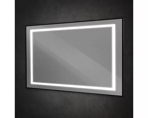 Зеркало в алюминиевой раме со встроенным светильником BelBagno SPC-KRAFT-1400-800-SENS-NERO