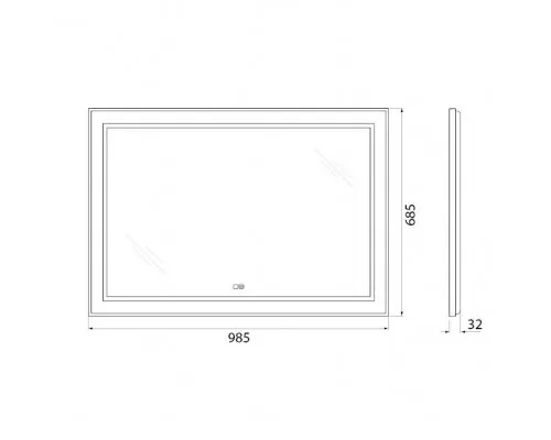 Зеркало в алюминиевой раме с сенсорным выключателем подогревом BelBagno SPC-KRAFT-985-685-TCH-WARM-NERO