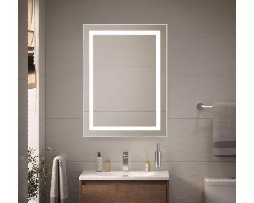 Зеркало в алюминиевой раме со встроенным светильником BelBagno SPC-KRAFT-600-800-SENS-AL