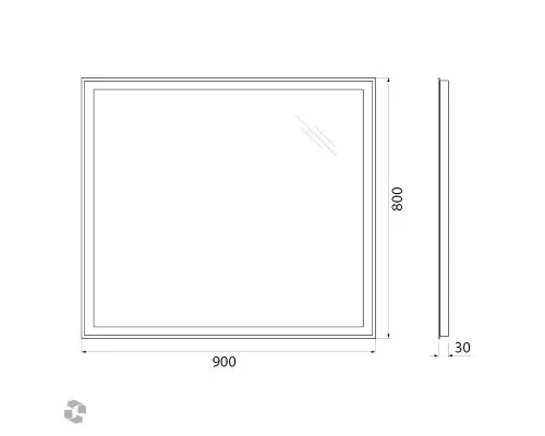 Зеркало с встроенным светильником и кнопочным выключателем BelBagno SPC-GRT-900-800-LED-BTN