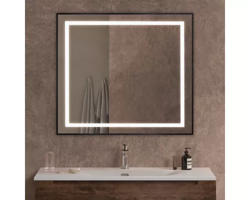 Зеркало в алюминиевой раме со встроенным светильником BelBagno SPC-KRAFT-900-800-SENS-NERO