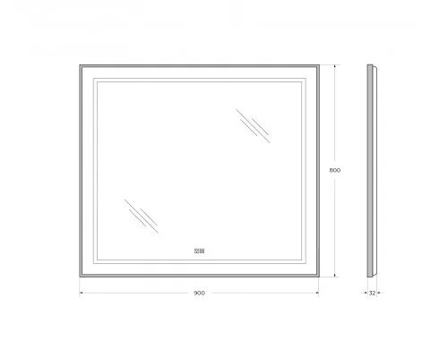 Зеркало в раме с подсветкой сенсорным выкл. и подогревом BelBagno SPC-KRAFT-900-800-LED-TCH-WARM-NERO