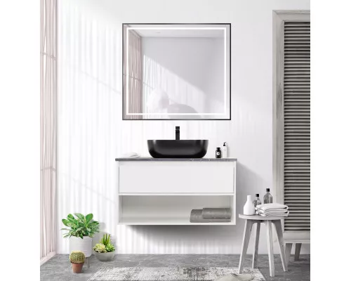 Зеркало в раме с подсветкой сенсорным выкл. и подогревом BelBagno SPC-KRAFT-900-800-LED-TCH-WARM-NERO