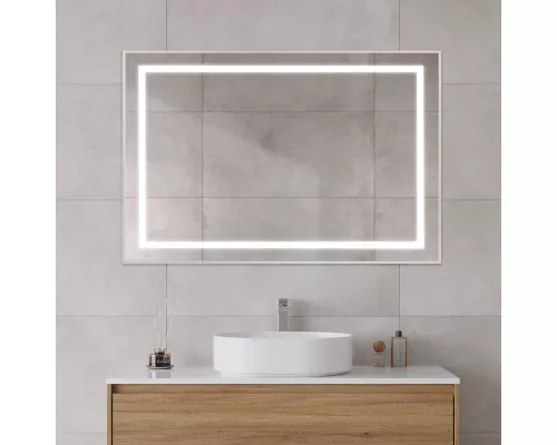 Зеркало в алюминиевой раме со встроенным светильником BelBagno SPC-KRAFT-1200-800-SENS-AL