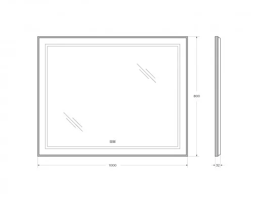 Зеркало в раме с подсветкой сенсорным выкл. и подогревом BelBagno SPC-KRAFT-1000-800-LED-TCH-WARM-NERO