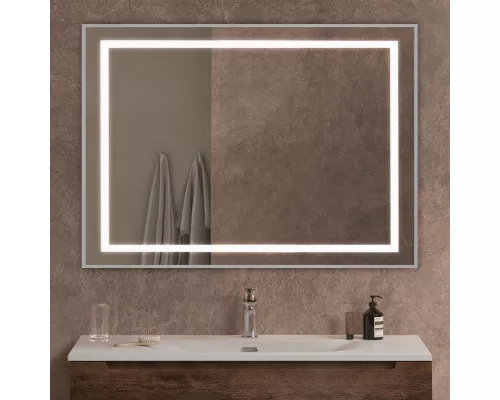 Зеркало в алюминиевой раме со встроенным светильником BelBagno SPC-KRAFT-1000-800-SENS-AL
