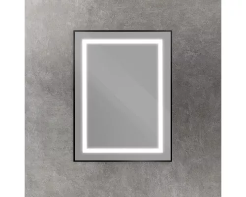 Зеркало в алюминиевой раме со встроенным светильником BelBagno SPC-KRAFT-600-800-SENS-NERO