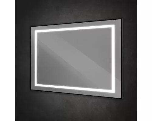 Зеркало в алюминиевой раме со встроенным светильником BelBagno SPC-KRAFT-1200-800-SENS-NERO